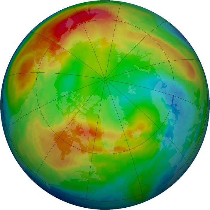 Arctic ozone map for 25 January 1983